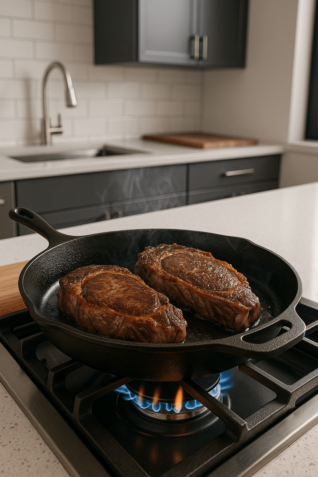 Cast Iron Ribeye Steak with Garlic Herb Butter: The Fire-Cooked Steakhouse&nbsp;Experience