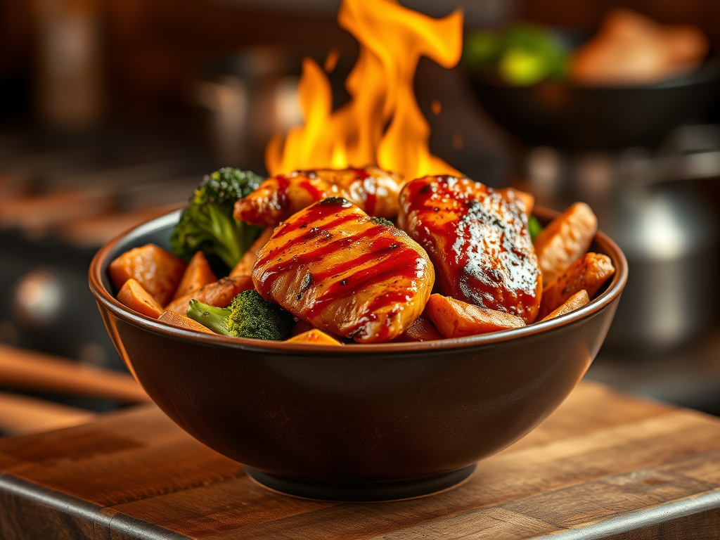 Flame-Kissed Chicken & Garlic Gold Bowls